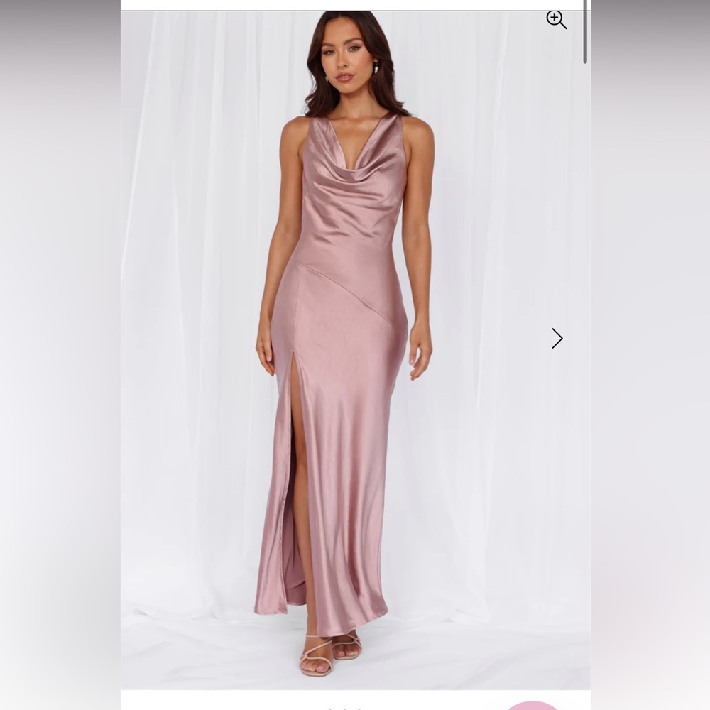 Hello Molly Loretta Cowl Satin Maxi Dusty Pink Dress